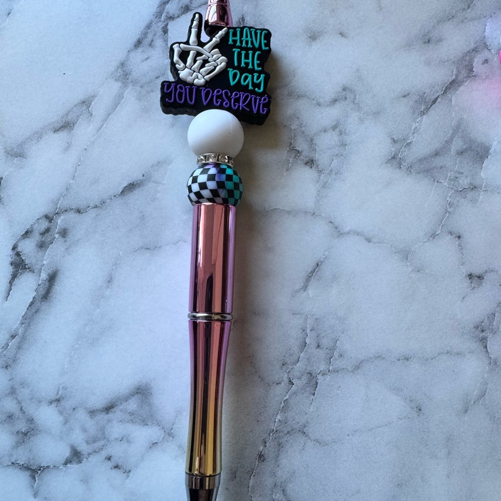 Colorful Gradient Pen with Inspirational Charm